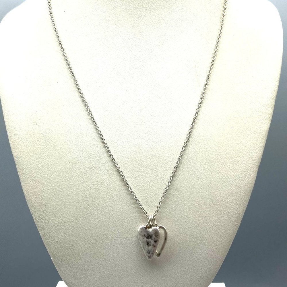 Vintage Chloe and Isabel Chain Necklace with Heart Charm Pendants, Silver Tone